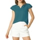thumbnail image 1 of INSPIRE CHIC Blusa Sólida de Mujer Cuello en V con Volantes Manga Corta Ligera para el Trabajo XL Azul Pavo Real, 1 of 6