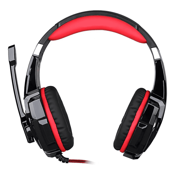 Auriculares Belug gamer inalámbricos black y red con luz LED