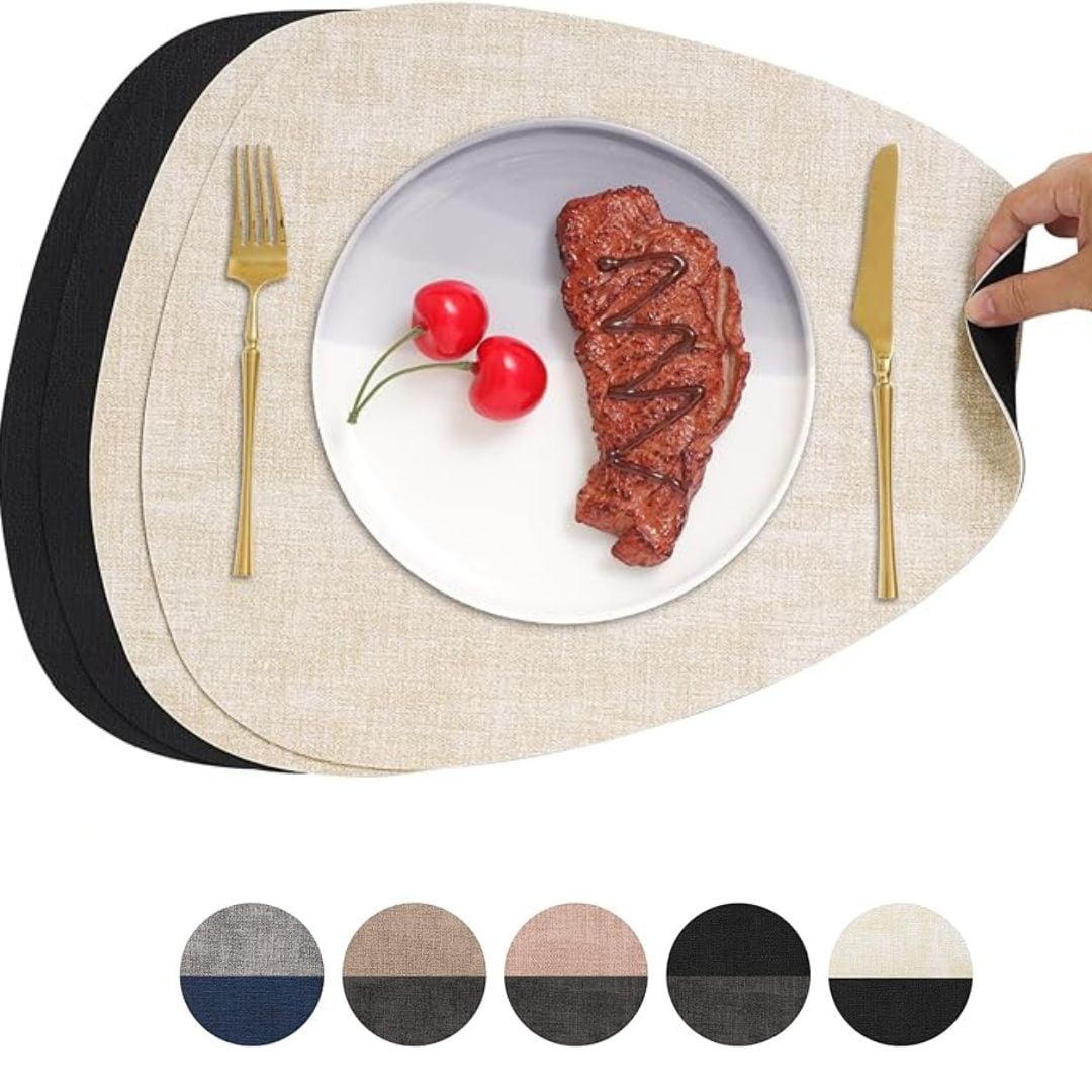 Aura Zeus - Set 4 Individuales Ecocuero Impermeables Antimanchas Reversibles