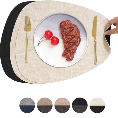 Aura Zeus - Set 4 Individuales Ecocuero Impermeables Antimanchas Reversibles