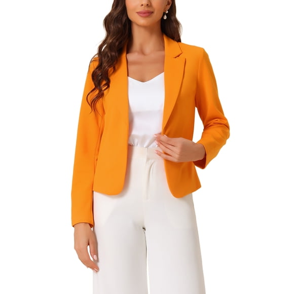 BLAZER DE NEGOCIOS INSPIRE CHIC para mujeres, oficina de trabajo, chaquetas de traje casual elegantes, M Naranja
