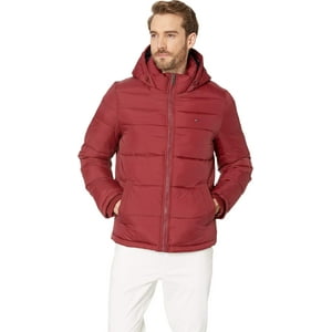 Chaqueta Tommy Hilfiger Para Hombre, Clásica, Con Capucha, Acolchada, Color Rojo Xxl