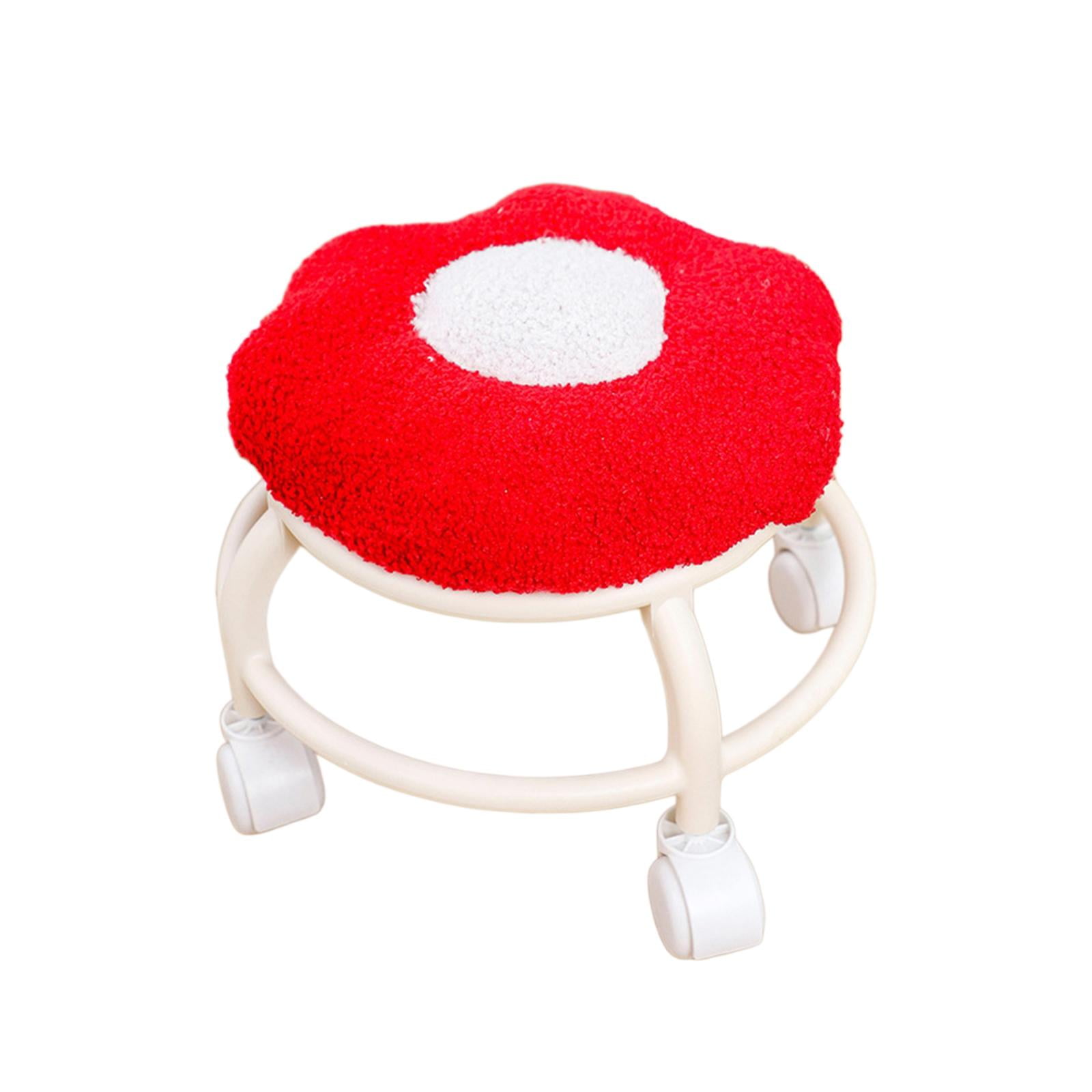 Bothyi - Taburete Con Asiento De Rodillo Bajo, Reposapiés, Polea, Ruedas, Taburete Para Biblioteca, Oficina, Salones, Rojo