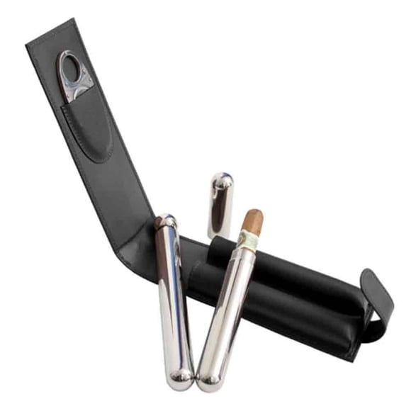 Set de regalo con estuche para cigarros y petaca de cuero genuino Royce Leather