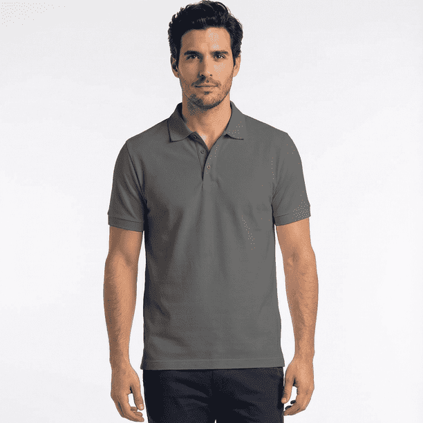 Polera Polo 60% Algodón Manga Corta Hombre Gris Oscuro