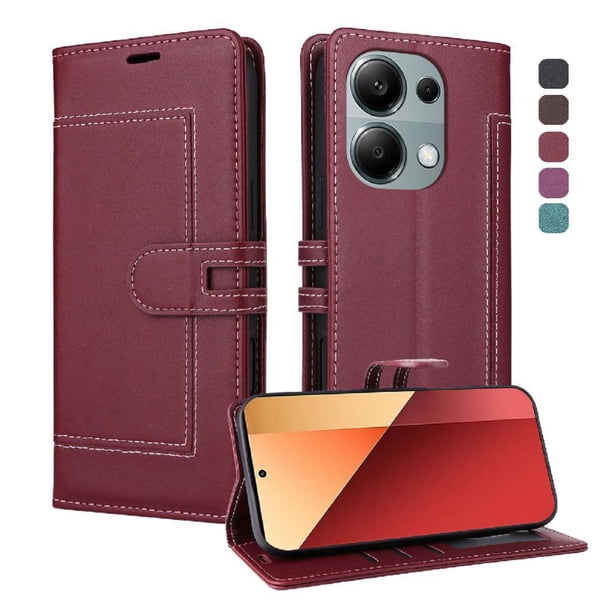 Premium Wallet Case for Xiaomi POCO M6 Pro 4G with Card Slots & Kickstand, Flip Cover Red