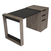 Fmfurniture - Escritorio 2 Cajones 1 Puerta Fm-014G Gris Y Plomo