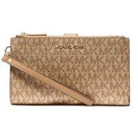 Billetera Michael Kors Doble Cremallera, Talla Única, Camel