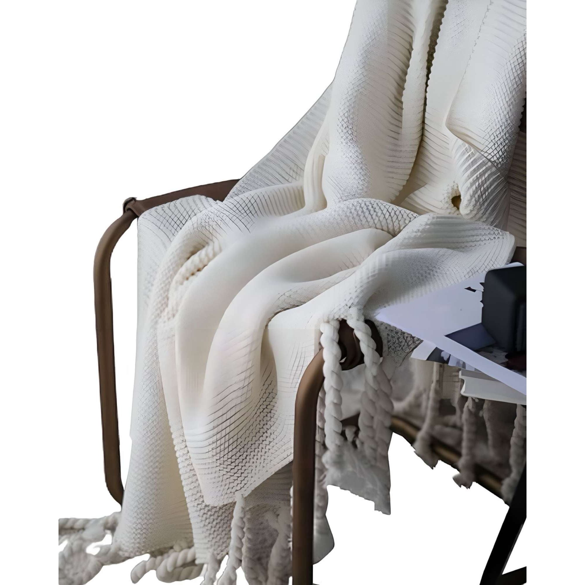 Parati - Manta Chenille Con Flecos De Soga Decorativa Para Cama O Sofa