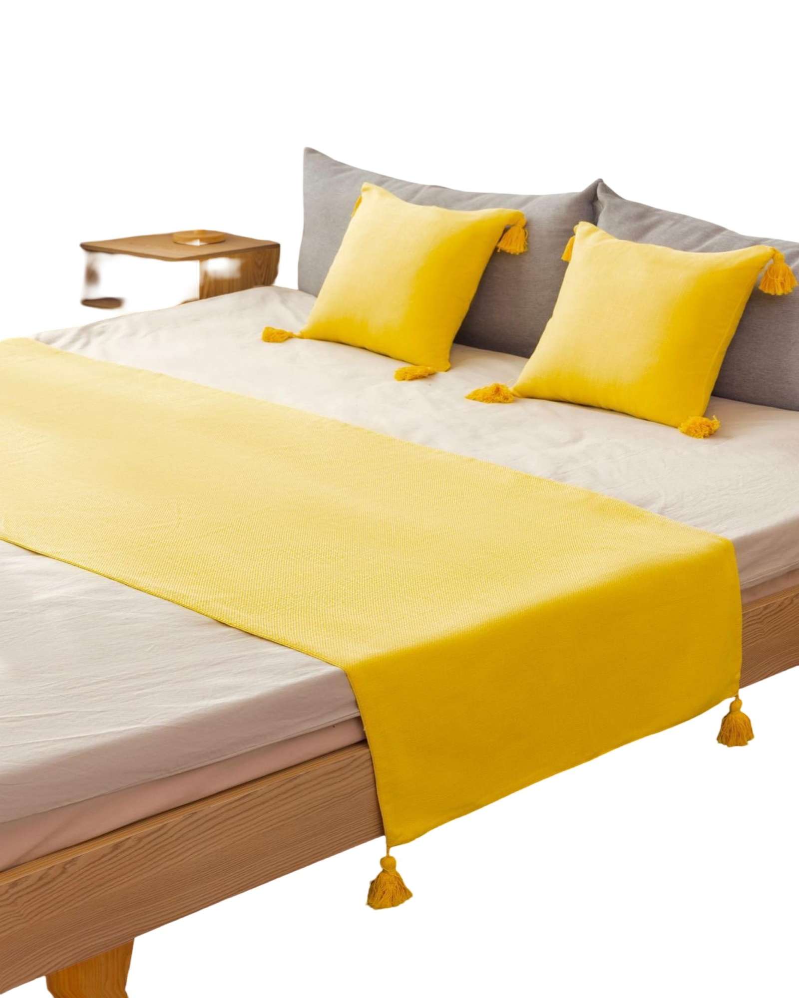 Imac Hogar - Piecera Mas 2 Fundas Con Pompones Amarillo