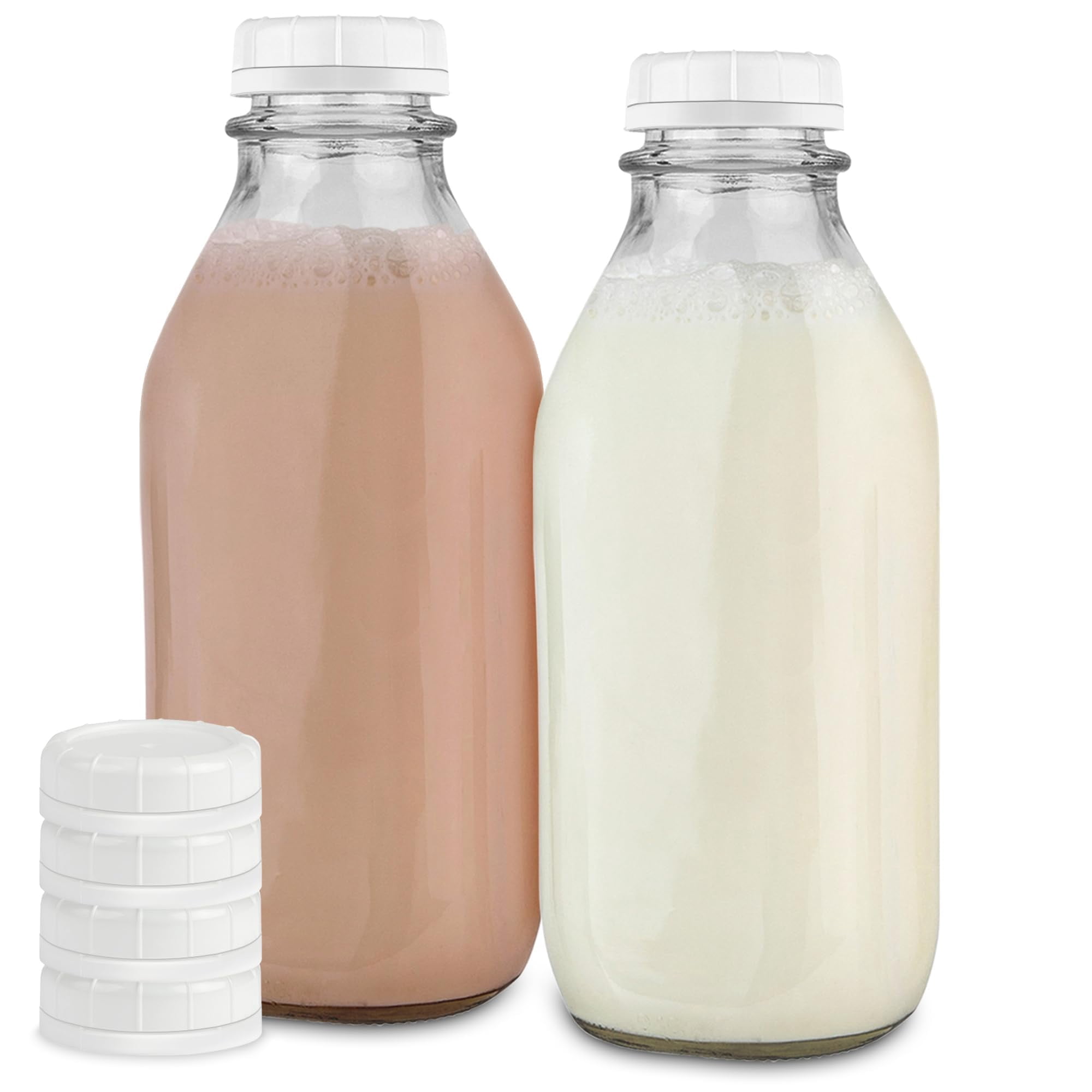 Stock Your Home - Botellas De Vidrio Para Leche Para Tu Hogar 1l (paquete De 2) Con Tapas