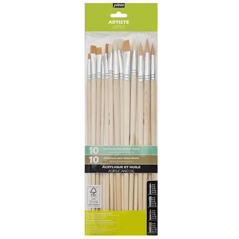 Set 20 Pinceles Pebeo Mixto Pelo Cerda Y Taklon Dorado