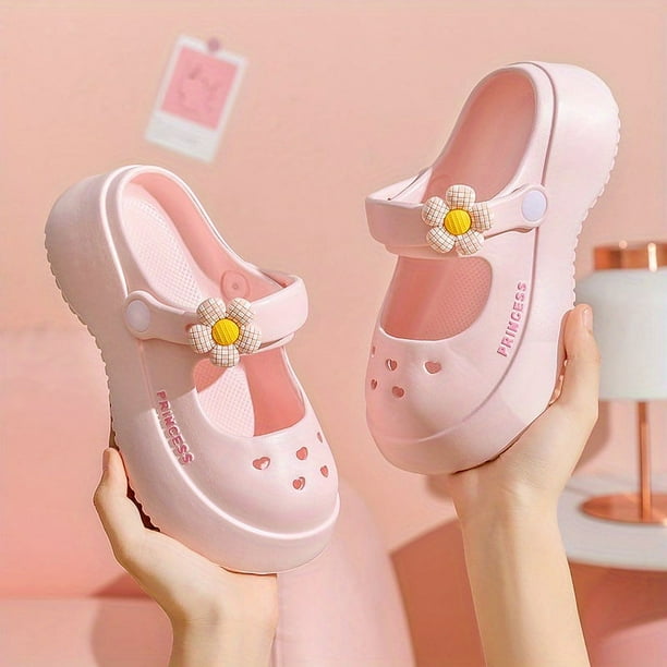 Girls Cute Floral Print Clog Sandals, Kids Casual Dress Up Mary Jane Shoes With Assorted Colors