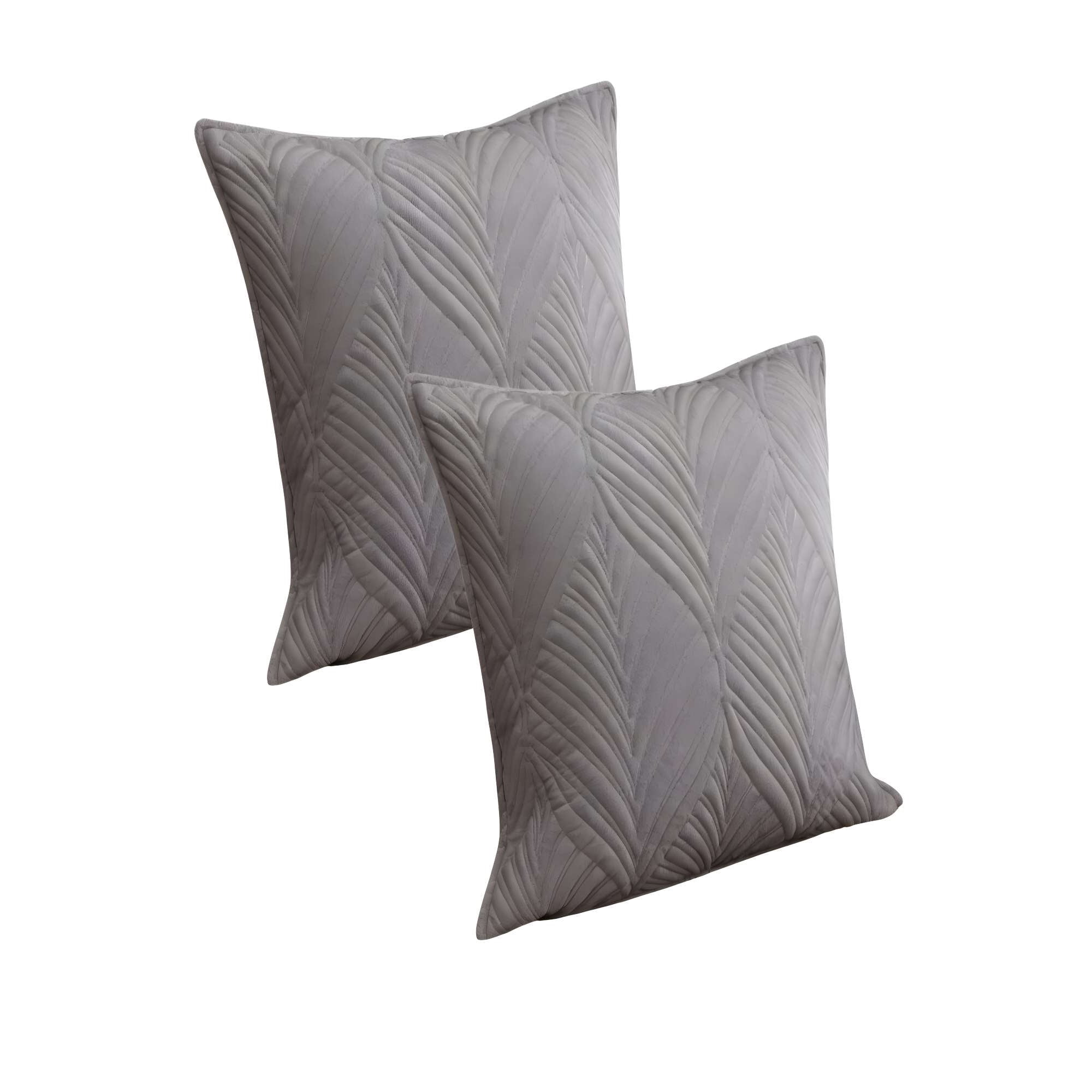 Genérico - Set De 2 Fundas De Cojin Serie Hojas 45x45 Cm Gris