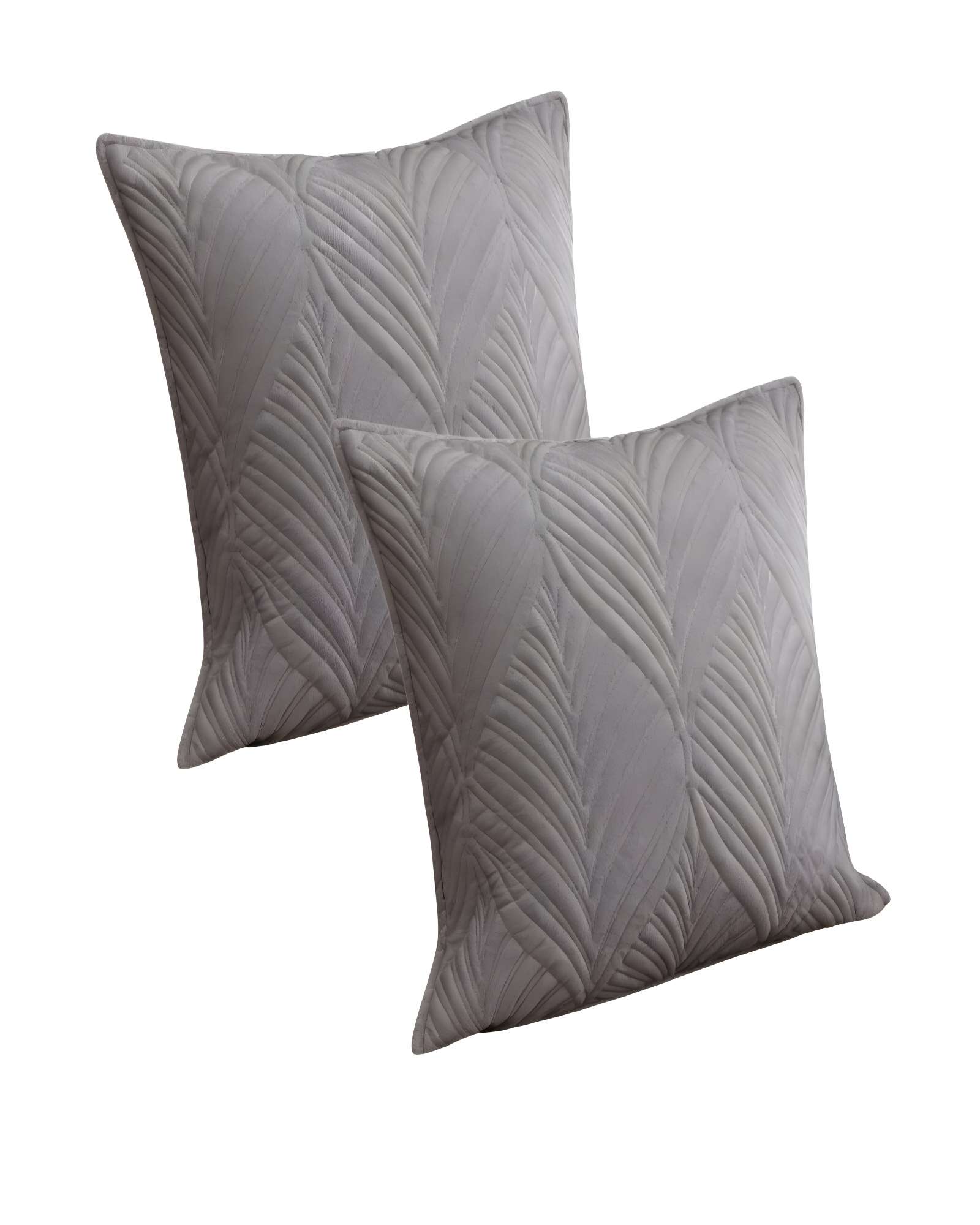 Genérico - Pack De 2 Fundas De Cojin Serie Hojas 45X45 Cm Gris