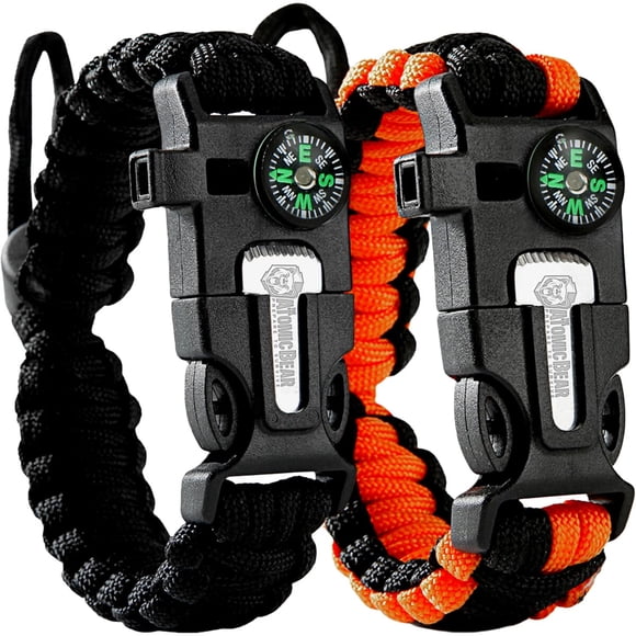 Pulsera Paracord Atomic Bear 2 Pack Brújula Fuego Ajustable