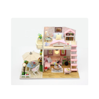 China - ""Casa Miniatura Diy “Pink Loft” – Loft Moderno De Madera Con Luces Led M033 ""