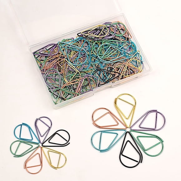 Sujetapapeles CTZD multicolor en forma de lágrima de metal, 100 piezas
