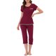 thumbnail image 1 of INSPIRE CHIC Conjunto de Pijama para Mujer de Mezcla de Rayón, Camiseta de Manga Corta Suave con Pantalones Capri de Cintura Elástica, Ropa de Dormir para Primavera Verano L Rojo, 1 of 6