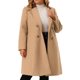 thumbnail image 1 of Abrigos largos de mujer talla grande de Agnes Orinda con solapa con muescas, abrigo de invierno de doble botonadura con bolsillos 4X caqui, 1 of 7
