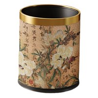 Magideal - Cubo De Basura Redondo, Cubo De Basura, Elegante Cesto De Basura Doméstico Reutilizable Para Oficina, Interior, Sala De Estar, Hogar, Cocina Círculo Dorado