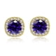 thumbnail image 1 of Aros Paris Jewelry 10k Yellow Gold 2 Carat Round Created Blue Sapphire Halo Plated Mujeres, 1 of 3