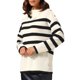 thumbnail image 4 of Mujeres Suéteres de Jersey de Manga Larga con Rayas, Cuello con Solapa, Bloque de Color, Blusas Sueltas Casuales M Albaricoque, 4 of 6