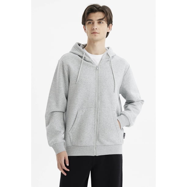 Polerón Hombre Full Zipper Basico Gris Melange