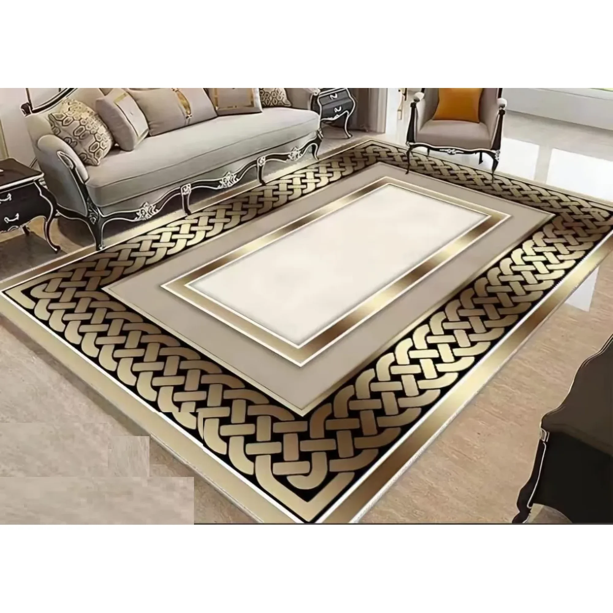 Casadeliacl - Alfombra 200x240 Moderna Elegante Decorativa Tf2 M / 2.4 M / Dorado / Rectangulo