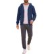 thumbnail image 2 of Chaqueta con capucha de color sólido, ligera y casual para hombre con cremallera y cordón, talla L, azul marino, 2 of 6