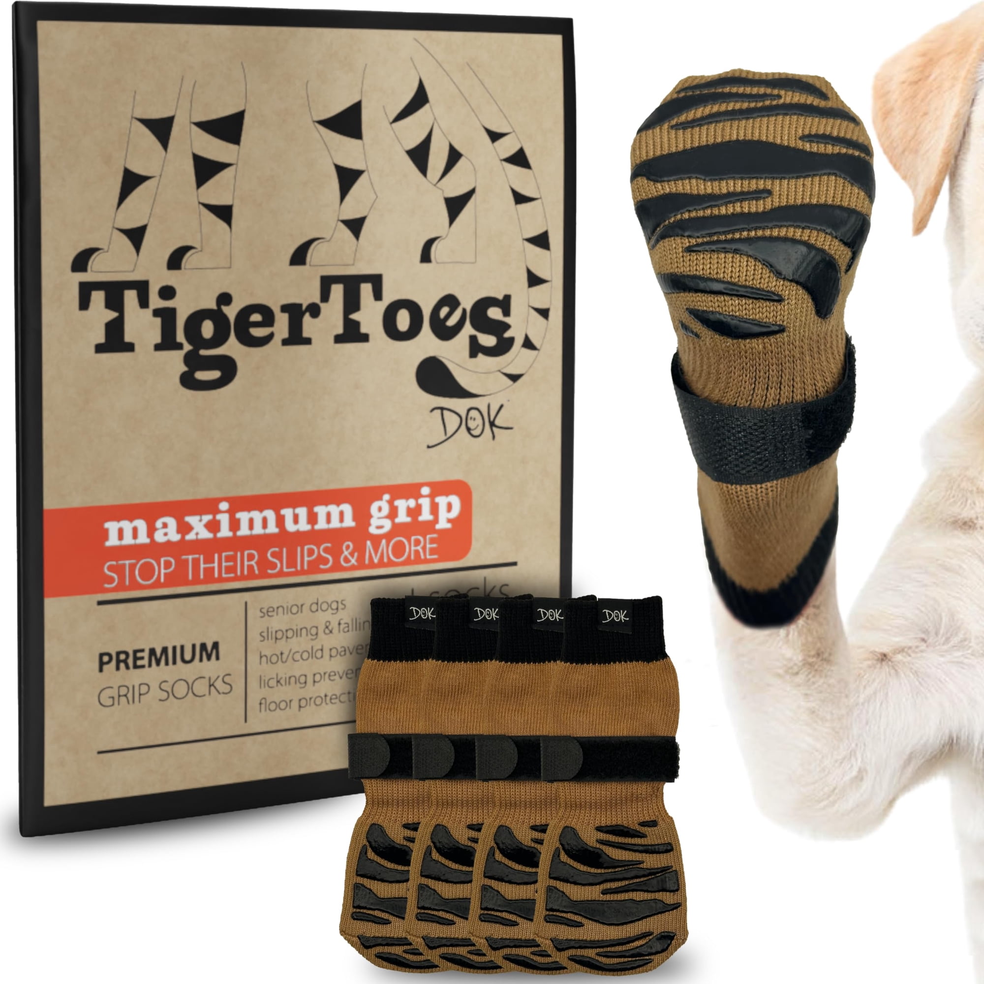 Calcetines Para Perros Dok Tigertoes De Primera Calidad, Antideslizantes, Para Pisos De Madera