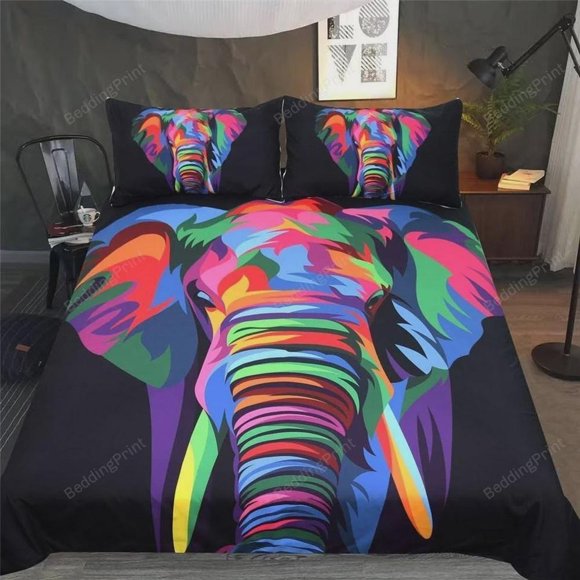 Elephant Spiritual Elephant Quilt Duvet Cover Set Doona Cover Queen Double3-Piece Bedding Set