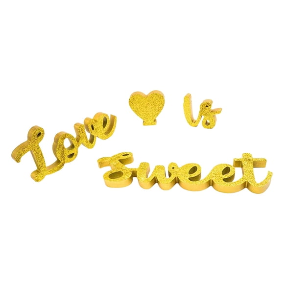 Letra De Madera Love IS Sweet Sign Decoración De Mesa Del Día De San Valentín Para Año Nuevo Dorado