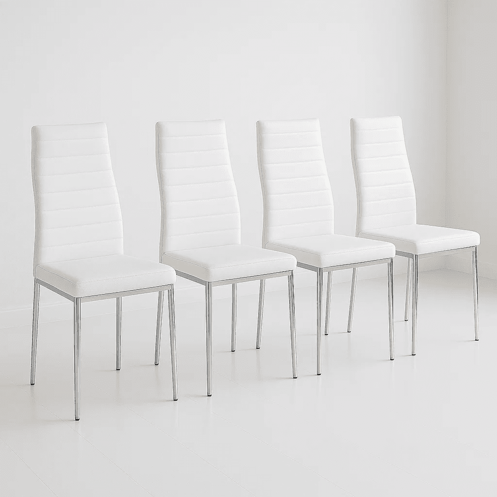 Klik Muebles - Pack De 4 Sillas Acolchadas Dining Liana Con Patas Cromadas - Blancas