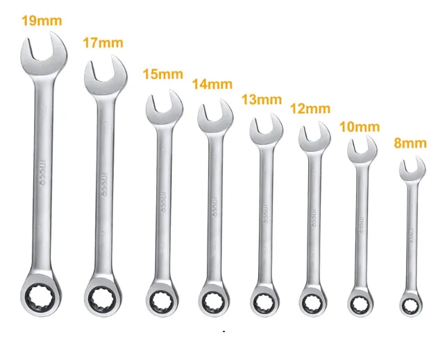 Genérico - Juego De 8 Llaves Con Chicharra Combinadas Curvo 8-19Mm