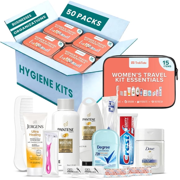 Kit de higiene para mujer Stuhrling Bottle, set de viaje de 15 piezas
