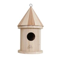 Ioensy - Casa De Pájaros De Madera, Casa De Pájaros Colgante, Jaula De Pájaros Diy Con Percha Para Agujero Redondo Exterior