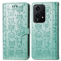 Funda Cartera Foxdock Para Honor 200 Lite , Flip Pu Con Relieve De Gatos Y Perros, Tarjetero Y Soporte