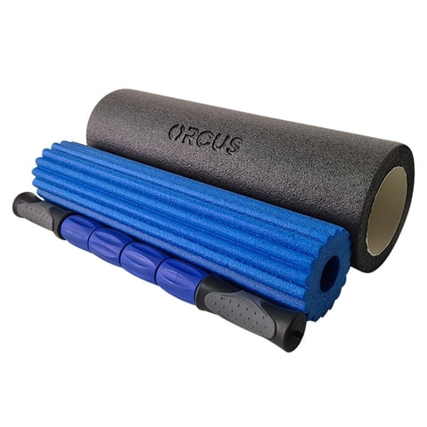 Orcus - Set 3 En 1 Foam Roller + Rodillo + Masajeador Azul