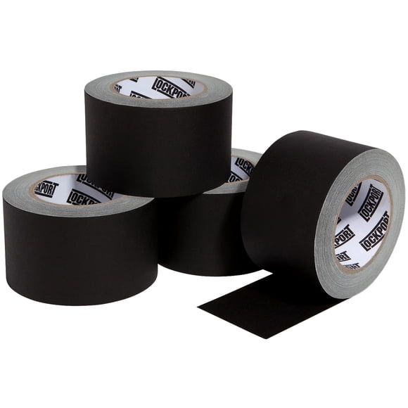 Cinta adhesiva Lockport negra de 7,62 cm x 27,43 m, paquete de 4