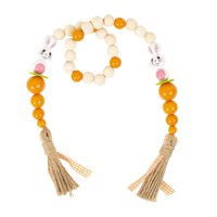 Magideal - Guirnalda De Abalorios De Madera De Pascua Hecha A Mano Granos De Primavera Rústicos Abalorios De Boho Adorno De Abalorios De Madera Para Colgar En La Tipo De Conejo