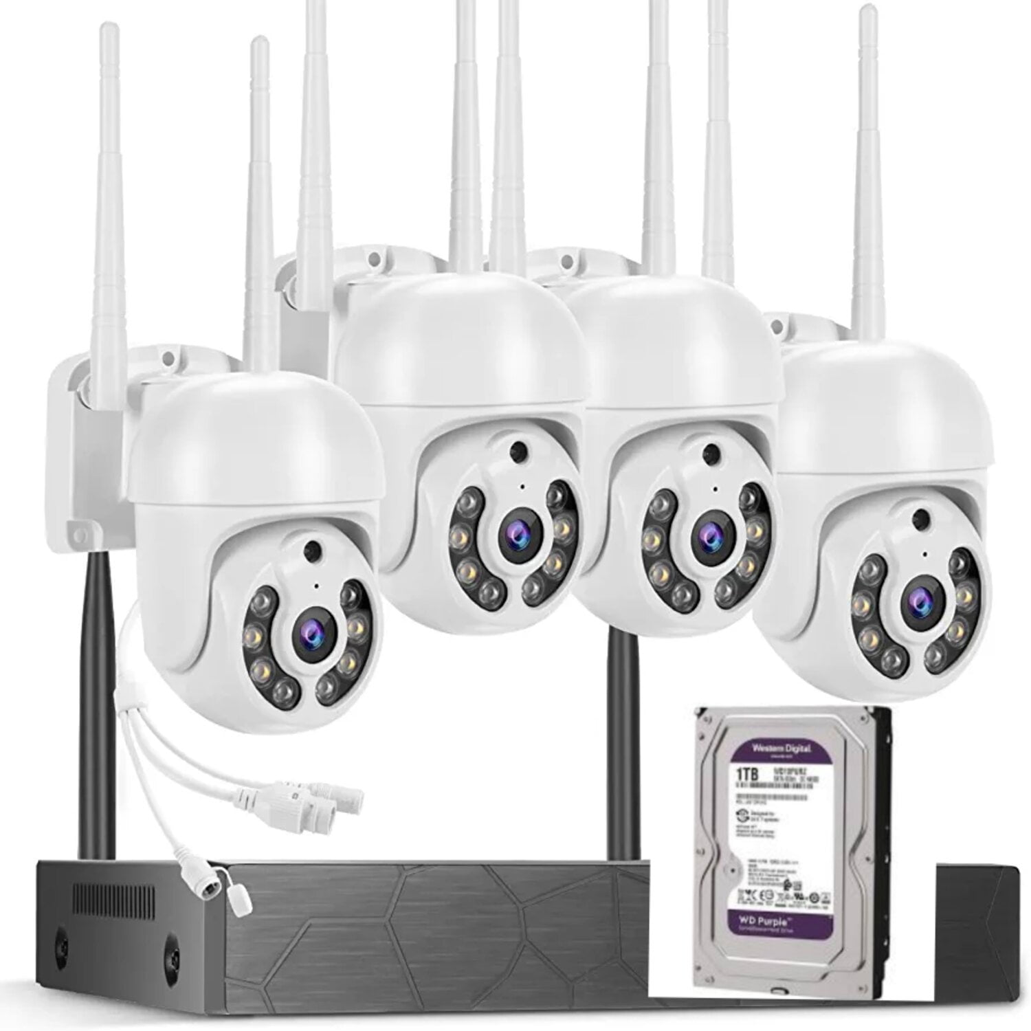 Artihogar - Kit 4 Cámaras Inalambricas Profesional Ip Audio 355º Con Disco Duro 1 Terabyte