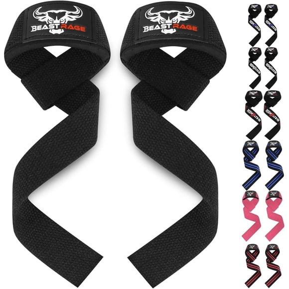 Correas de levantamiento BEAST RAGE para levantamiento de pesas (negras)