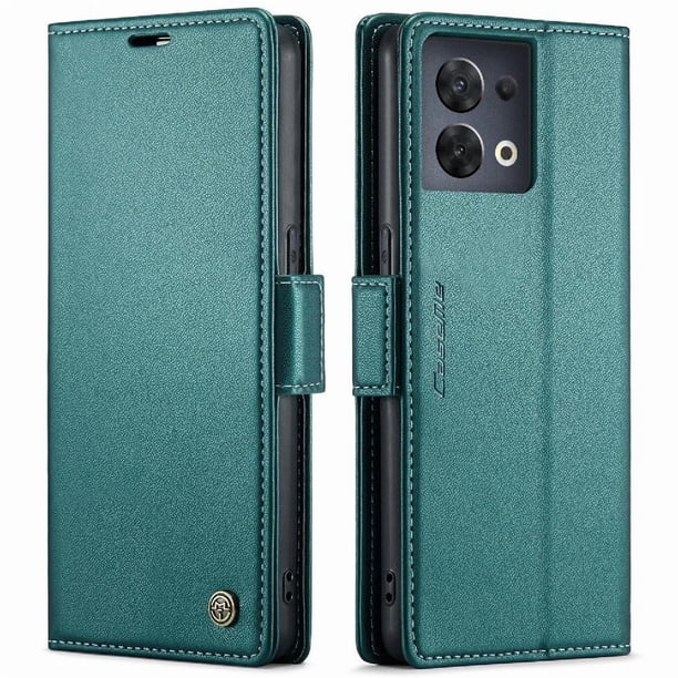 CaseMe tipo cartera OPPO Reno 8 5G con cierre magnético, RFID, tarjetero, soporte, carga inalámbrica