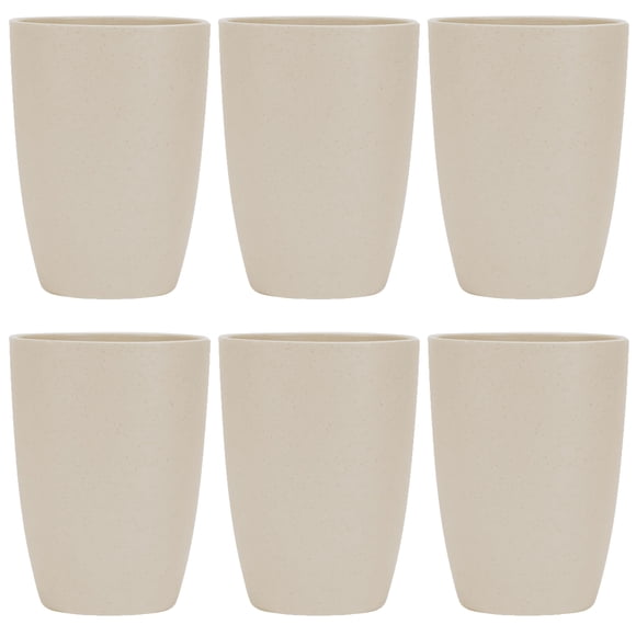 Vasos reutilizables de paja de trigo LuckyZone 355 ml, set de 6, beige