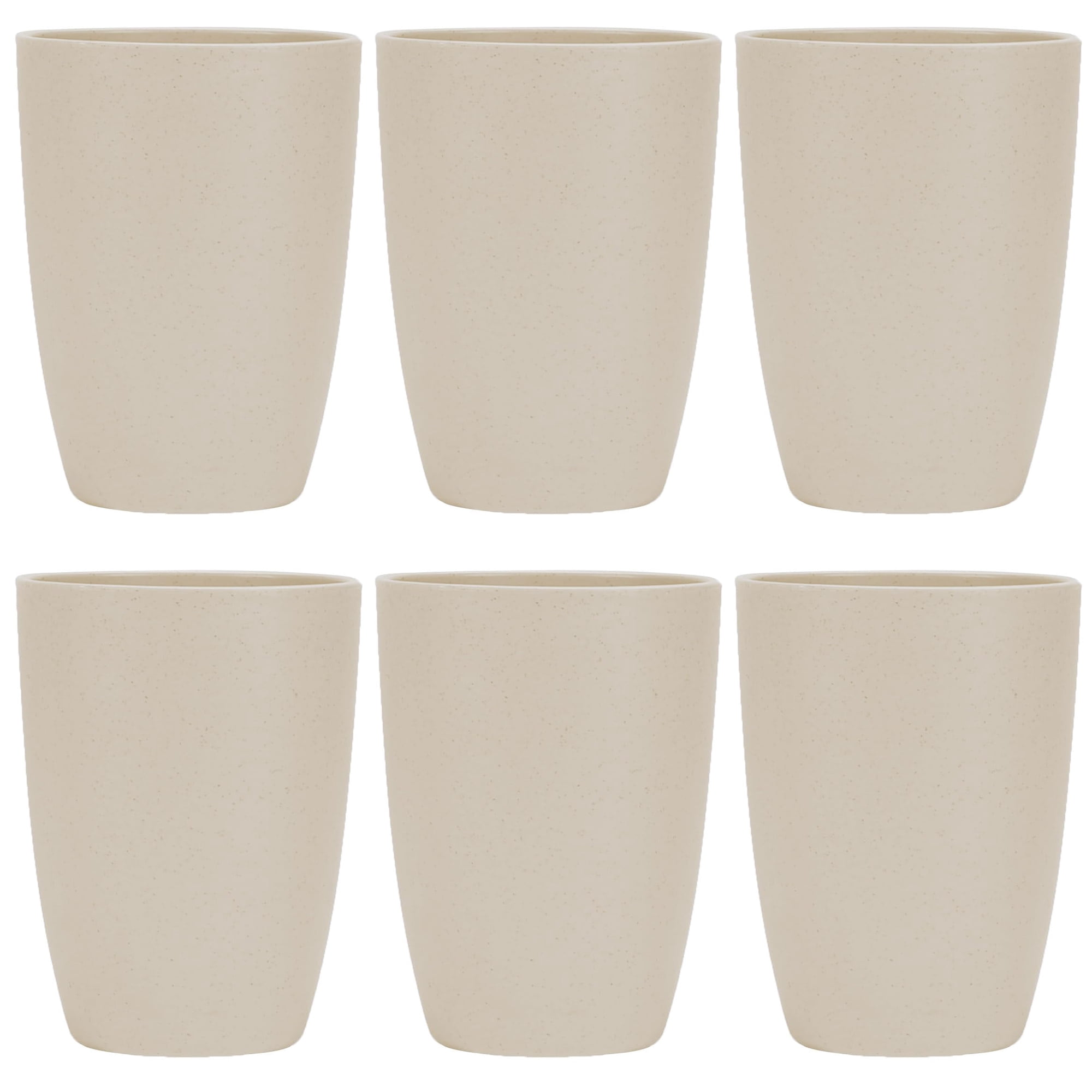 Vasos Reutilizables De Paja De Trigo Luckyzone 355 Ml, Set De 6, Beige