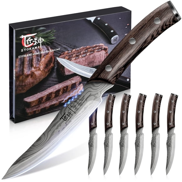 Juego de cuchillos para carne SYOKAMI 6 de acero inoxidable japonés con alto contenido de carbono