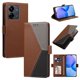 thumbnail image 1 of Funda Cartera para Xiaomi Redmi 13C con Cierre Magnético, Tricolor, Marrón, 1 of 6