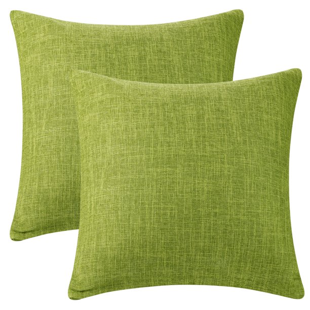 REGALWOVEN Fundas de Almohada Decorativas de Lino para Casa de Campo, Juego de Fundas de Cojín Cuadradas Rústicas para Sofá Hogar, Verde 20" x 20"