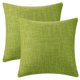 thumbnail image 1 of REGALWOVEN Fundas de Almohada Decorativas de Lino para Casa de Campo, Juego de Fundas de Cojín Cuadradas Rústicas para Sofá Hogar, Verde 20" x 20", 1 of 7